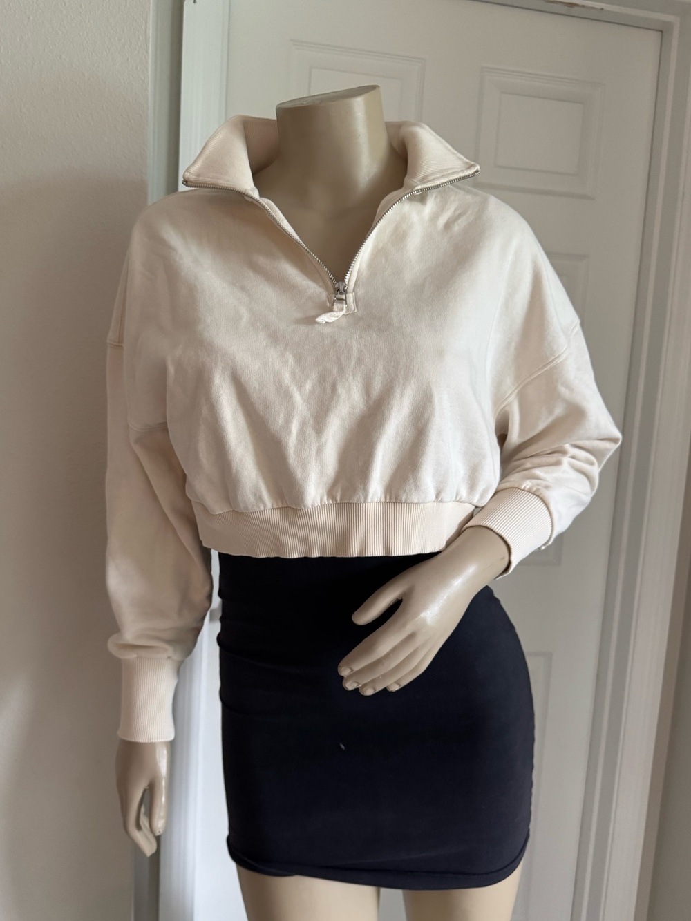 G-Star Cropped Half-Zip Sweatshirt - Cream